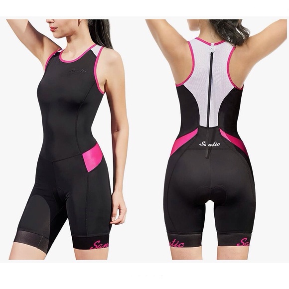 Santic Sleeveless Triathlon Padded Quick-Dry One Piece Suit - Picture 1 of 16